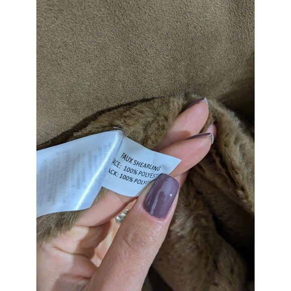 Lauren Ralph Lauren Faux Sherpa Suede Double Breasted Coat Long Heavy Sz 2XL - Picture 15 of 16